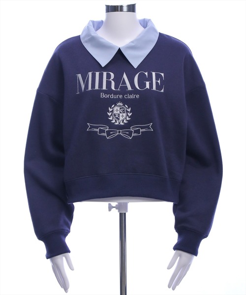 セール】襟付き刺繍ロゴスウェット［大人 カジュアル 着回し力抜群