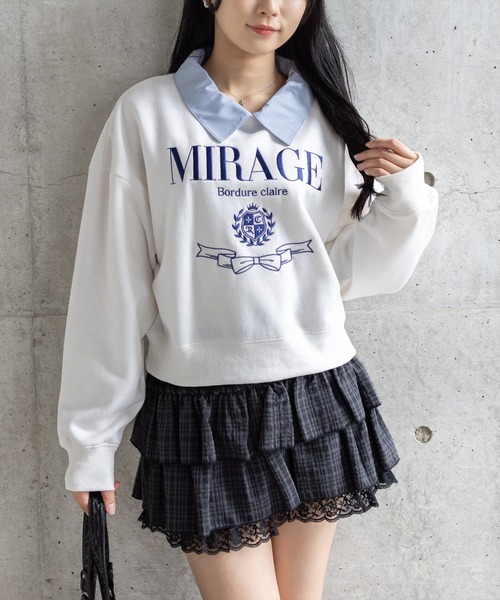 セール】襟付き刺繍ロゴスウェット［大人 カジュアル 着回し力抜群