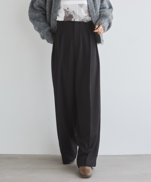 hunch(ハンチ)の「ポリツイル タックパンツ(その他パンツ・レディース・ブラック/グレー/カーキブラウン・FREE)」の2枚目の写真
