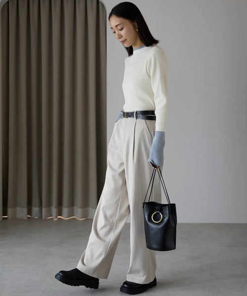 pocket(ポケット)の「配色リブプルオーバー(ニット/セーター・レディース・オレンジ/オフホワイト/チャコールグレー/ブラック・FREE)」の20枚目の写真