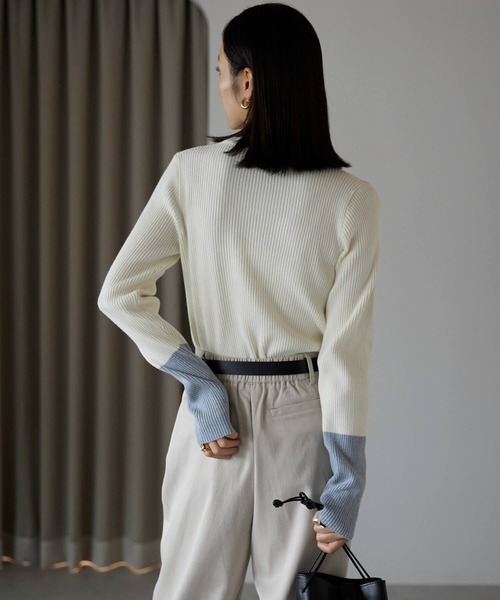 pocket(ポケット)の「配色リブプルオーバー(ニット/セーター・レディース・オレンジ/オフホワイト/チャコールグレー/ブラック・FREE)」の21枚目の写真