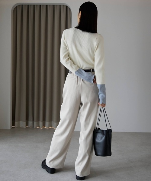 pocket(ポケット)の「配色リブプルオーバー(ニット/セーター・レディース・オレンジ/オフホワイト/チャコールグレー/ブラック・FREE)」の22枚目の写真