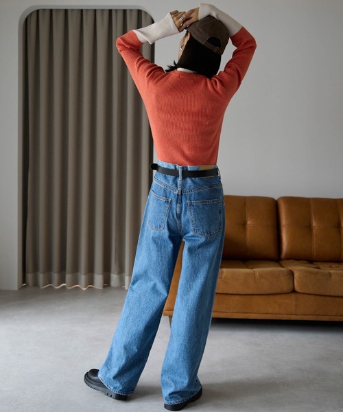 pocket(ポケット)の「配色リブプルオーバー(ニット/セーター・レディース・オレンジ/オフホワイト/チャコールグレー/ブラック・FREE)」の10枚目の写真