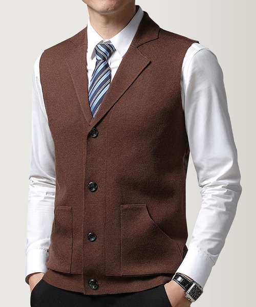 Cloudstyle(クラウドスタイル)の「【Cloudstyle】ニットベスト/襟付き(スーツベスト・メンズ・ブラック/ブラウン/グレー・XX-LARGE/MEDIUM/LARGE/X-LARGE)」の6枚目の写真