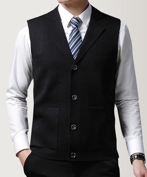 Cloudstyle(クラウドスタイル)の「【Cloudstyle】ニットベスト/襟付き(スーツベスト・メンズ・ブラック/ブラウン/グレー・XX-LARGE/MEDIUM/LARGE/X-LARGE)」の10枚目の写真