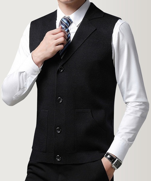 Cloudstyle(クラウドスタイル)の「【Cloudstyle】ニットベスト/襟付き(スーツベスト・メンズ・ブラック/ブラウン/グレー・XX-LARGE/MEDIUM/LARGE/X-LARGE)」の12枚目の写真