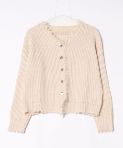 Lace Ladies(レースレディース)の「Vネック フリンジ リブ ニット カーディガン(カーディガン/ボレロ・レディース・ピンク/ベージュ/アイボリー/オリーブ・FREE)」の6枚目の写真