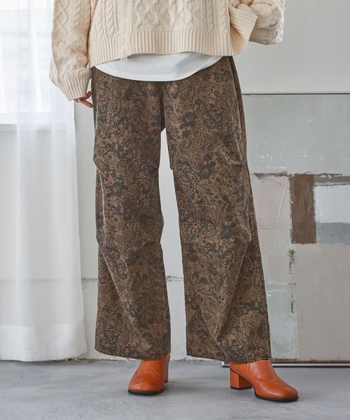 ニコアンド プリントコーデュロイパンツ cow柄 プリントコーデュロイパンツ（その他パンツ）｜niko and