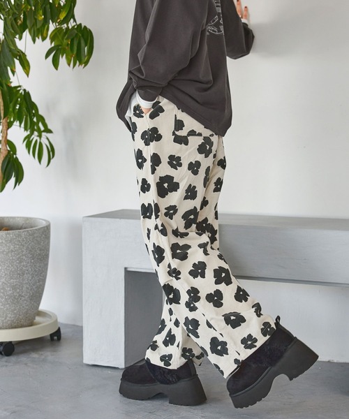 ニコアンド プリントコーデュロイパンツ cow柄 プリントコーデュロイパンツ（その他パンツ）｜niko and