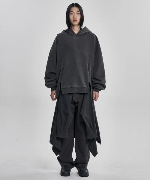 AJOBYAJO（アジョバイアジョ）の「AJOBYAJO/アジョバイアジョ/Twofold Washed Hoodie（パーカー・レディース・チャコールグレー・L/XL）」の5枚目の写真