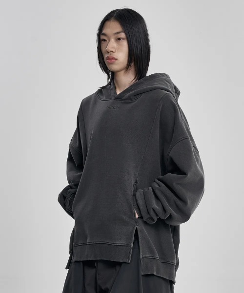 AJOBYAJO（アジョバイアジョ）の「AJOBYAJO/アジョバイアジョ/Twofold Washed Hoodie（パーカー・レディース・チャコールグレー・L/XL）」の3枚目の写真