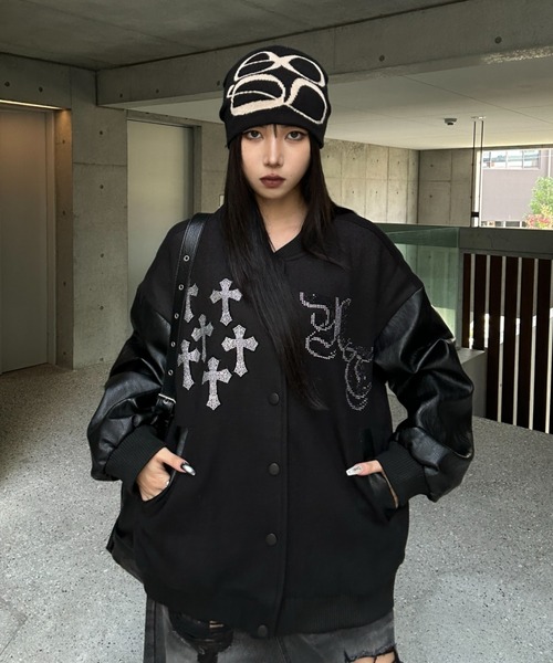 stone  テーラードジャケット S ブラック セール】Rhinestone Cross Studium Jacket（テーラードジャケット