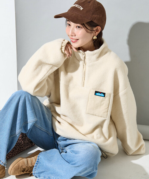 限定展開 KAVU × FREAK'S STORE/カブー 別注 ボア ハーフジップ プル