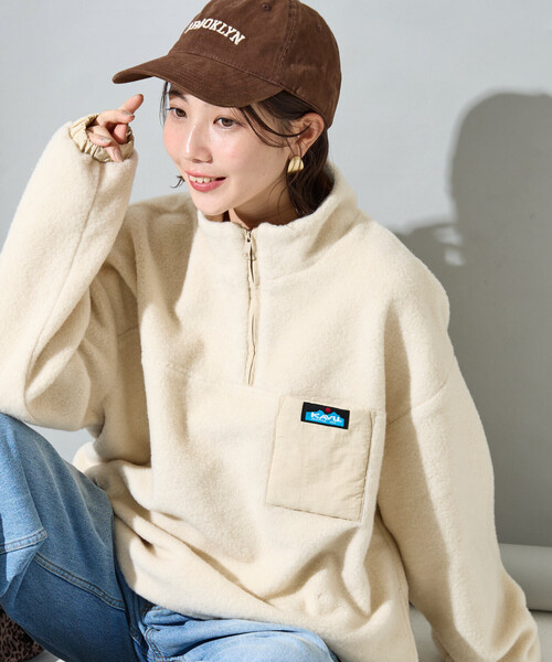 限定展開 KAVU × FREAK'S STORE/カブー 別注 ボア ハーフジップ プル