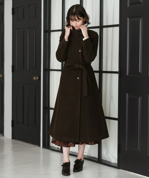 31 Sons de mode（トランテアン　ソン　ドゥ　モード）の「2025秋冬新作 スタンドカラーロングコート（ステンカラーコート・レディース・ブラウン/グレイッシュベージュ/ブラック・S/M）」の6枚目の写真