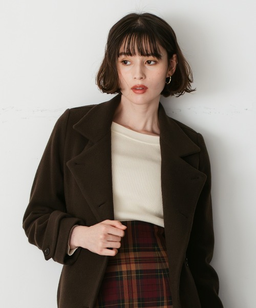 31 Sons de mode（トランテアン　ソン　ドゥ　モード）の「2025秋冬新作 スタンドカラーロングコート（ステンカラーコート・レディース・ブラウン/グレイッシュベージュ/ブラック・S/M）」の12枚目の写真