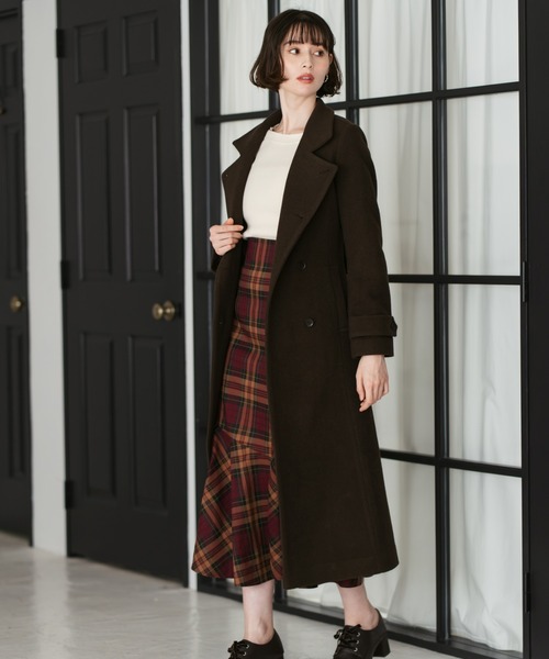 31 Sons de mode（トランテアン　ソン　ドゥ　モード）の「2025秋冬新作 スタンドカラーロングコート（ステンカラーコート・レディース・ブラウン/グレイッシュベージュ/ブラック・S/M）」の7枚目の写真