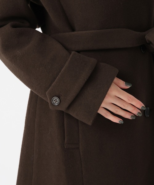 31 Sons de mode（トランテアン　ソン　ドゥ　モード）の「2025秋冬新作 スタンドカラーロングコート（ステンカラーコート・レディース・ブラウン/グレイッシュベージュ/ブラック・S/M）」の19枚目の写真