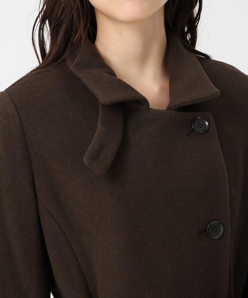 31 Sons de mode（トランテアン　ソン　ドゥ　モード）の「2025秋冬新作 スタンドカラーロングコート（ステンカラーコート・レディース・ブラウン/グレイッシュベージュ/ブラック・S/M）」の22枚目の写真