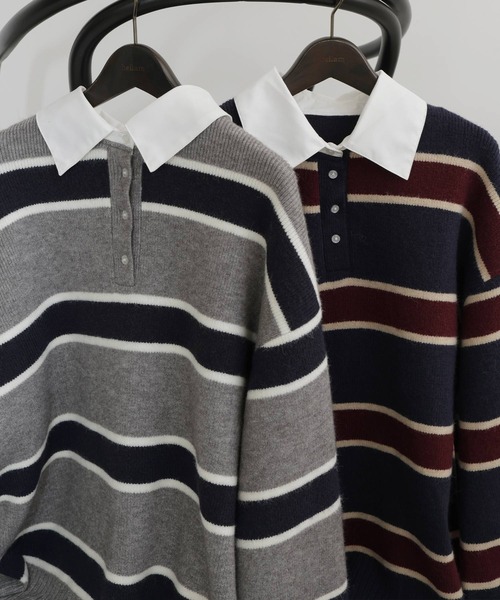 ボーダーラガーポロニット（ニット/セーター）｜hellam（へラム）の