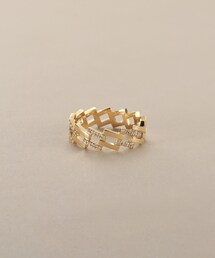 K10ダイヤモンド ダブルダイアゴナルライン リング
