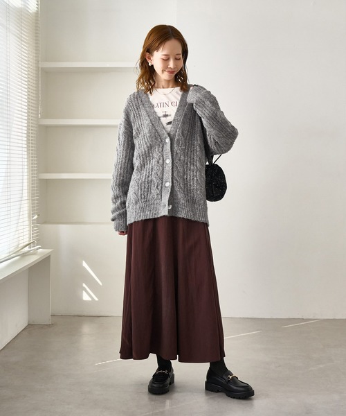 ROPE' PICNIC（ロペピクニック）の「ゆるケーブル編みVネックニットカーディガン（カーディガン/ボレロ・レディース・ブルー系その他4/ラベンダー/グレー/キナリ・FREE）」の22枚目の写真