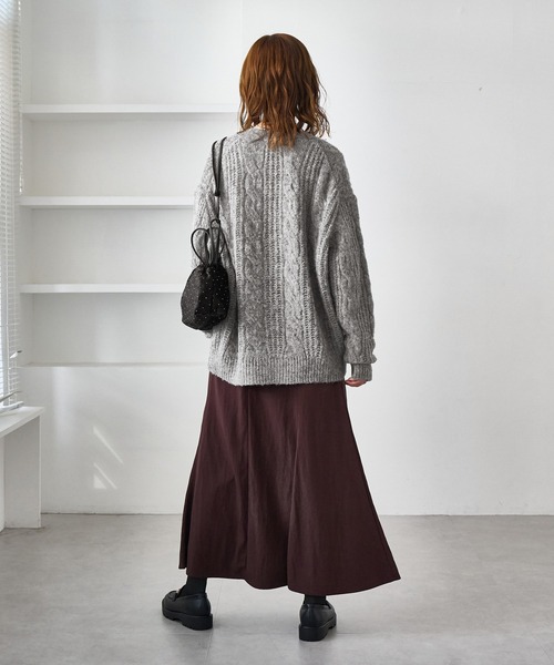 ROPE' PICNIC（ロペピクニック）の「ゆるケーブル編みVネックニットカーディガン（カーディガン/ボレロ・レディース・ブルー系その他4/ラベンダー/グレー/キナリ・FREE）」の16枚目の写真