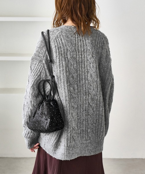 ROPE' PICNIC（ロペピクニック）の「ゆるケーブル編みVネックニットカーディガン（カーディガン/ボレロ・レディース・ブルー系その他4/ラベンダー/グレー/キナリ・FREE）」の8枚目の写真
