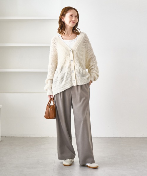 ROPE' PICNIC（ロペピクニック）の「ゆるケーブル編みVネックニットカーディガン（カーディガン/ボレロ・レディース・ブルー系その他4/ラベンダー/グレー/キナリ・FREE）」の17枚目の写真
