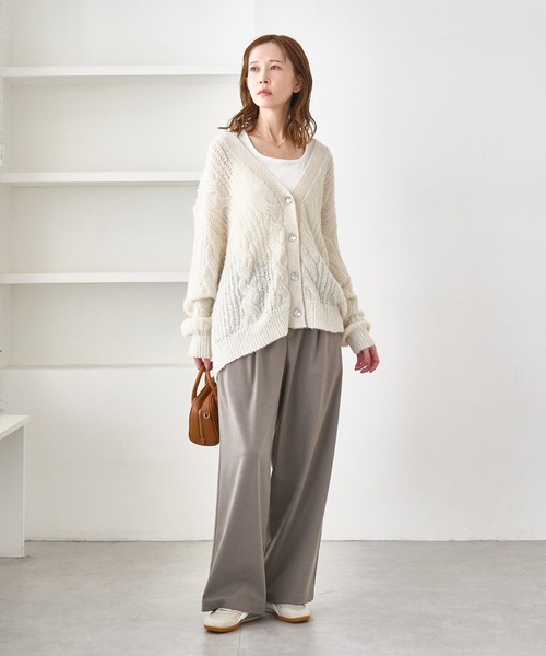 ROPE' PICNIC（ロペピクニック）の「ゆるケーブル編みVネックニットカーディガン（カーディガン/ボレロ・レディース・ブルー系その他4/ラベンダー/グレー/キナリ・FREE）」の14枚目の写真