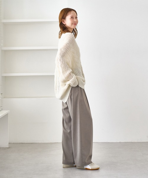 ROPE' PICNIC（ロペピクニック）の「ゆるケーブル編みVネックニットカーディガン（カーディガン/ボレロ・レディース・ブルー系その他4/ラベンダー/グレー/キナリ・FREE）」の5枚目の写真