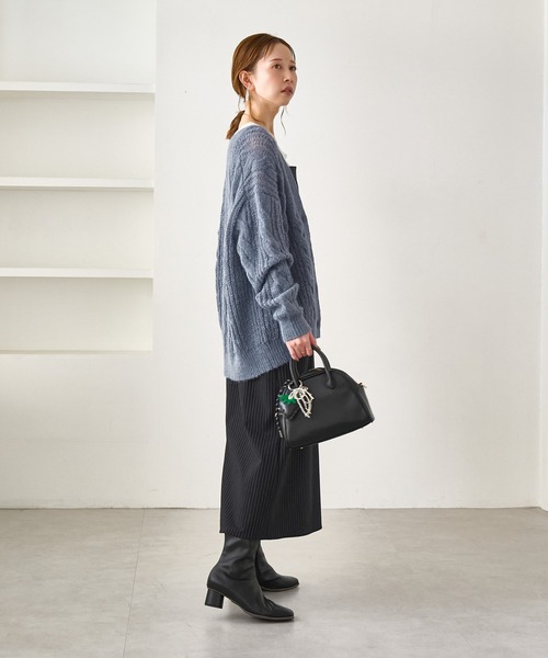 ROPE' PICNIC（ロペピクニック）の「ゆるケーブル編みVネックニットカーディガン（カーディガン/ボレロ・レディース・ブルー系その他4/ラベンダー/グレー/キナリ・FREE）」の12枚目の写真