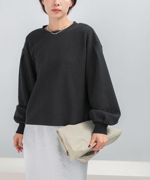 URBAN RESEARCH ROSSO WOMEN（アーバンリサーチ　ロッソ）の「タックスリーブジャガードスウェット（スウェット・レディース・ブラック/ホワイト・FREE）」の8枚目の写真