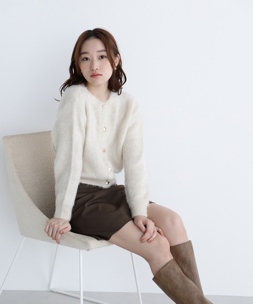 NATURAL BEAUTY BASIC(ナチュラルビューティーベーシック)の「◇【白宮みずほさんコラボカラー:ピンク】デザインボタンラメシャギーカーディガン(カーディガン/ボレロ・レディース・ライトグリーン/オフホワイト/グレイッシュベージュ/ピンク・FREE)」の21枚目の写真