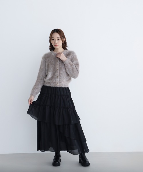 NATURAL BEAUTY BASIC(ナチュラルビューティーベーシック)の「◇【白宮みずほさんコラボカラー:ピンク】デザインボタンラメシャギーカーディガン(カーディガン/ボレロ・レディース・ライトグリーン/オフホワイト/グレイッシュベージュ/ピンク・FREE)」の16枚目の写真