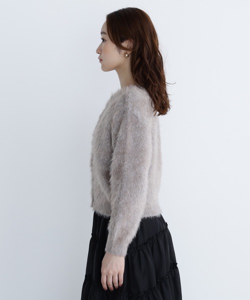 NATURAL BEAUTY BASIC(ナチュラルビューティーベーシック)の「◇【白宮みずほさんコラボカラー:ピンク】デザインボタンラメシャギーカーディガン(カーディガン/ボレロ・レディース・ライトグリーン/オフホワイト/グレイッシュベージュ/ピンク・FREE)」の11枚目の写真