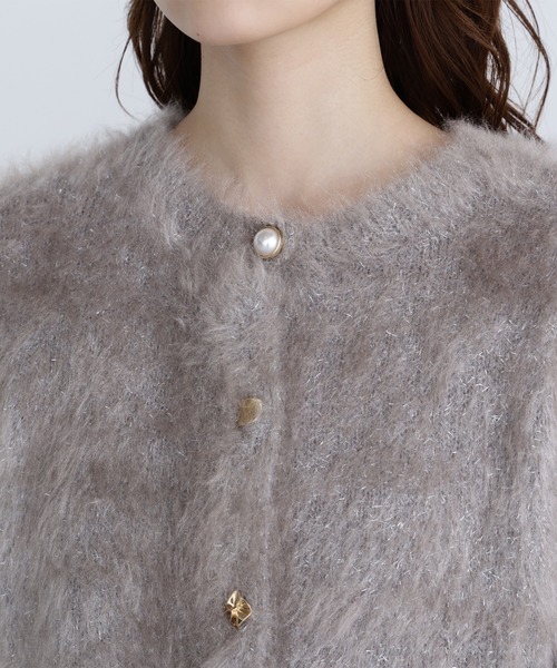 NATURAL BEAUTY BASIC(ナチュラルビューティーベーシック)の「◇【白宮みずほさんコラボカラー:ピンク】デザインボタンラメシャギーカーディガン(カーディガン/ボレロ・レディース・ライトグリーン/オフホワイト/グレイッシュベージュ/ピンク・FREE)」の13枚目の写真