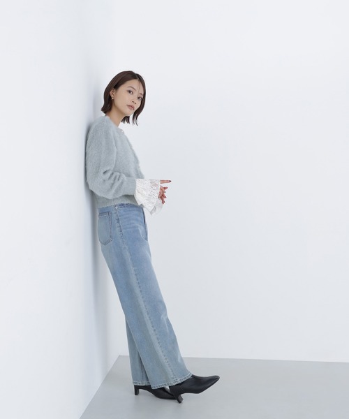 NATURAL BEAUTY BASIC(ナチュラルビューティーベーシック)の「◇【白宮みずほさんコラボカラー:ピンク】デザインボタンラメシャギーカーディガン(カーディガン/ボレロ・レディース・ライトグリーン/オフホワイト/グレイッシュベージュ/ピンク・FREE)」の7枚目の写真