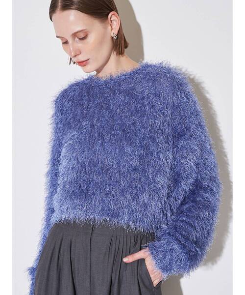 ELENDEEK（エレンディーク）の「シャギーヤーンニット（ニット/セーター・レディース・ブラック/アイボリー/ブルー/グレー・FREE）」の4枚目の写真