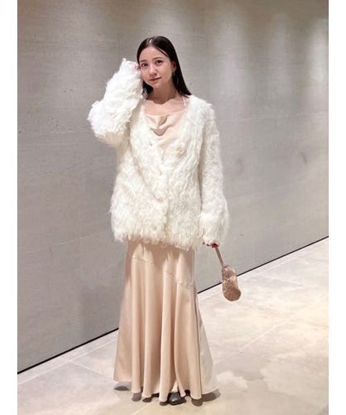 【値下】【19,910円→9,000円】SNIDEL シャギーカーデ ホワイト シャギーカーディガン（カーディガン/ボレロ）｜SNIDEL（スナイデル