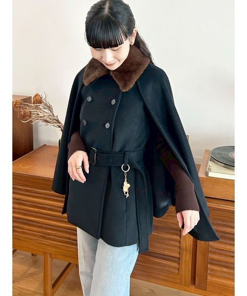 ファー付き3wayケープコート（その他アウター）｜LILY BROWN（リリー