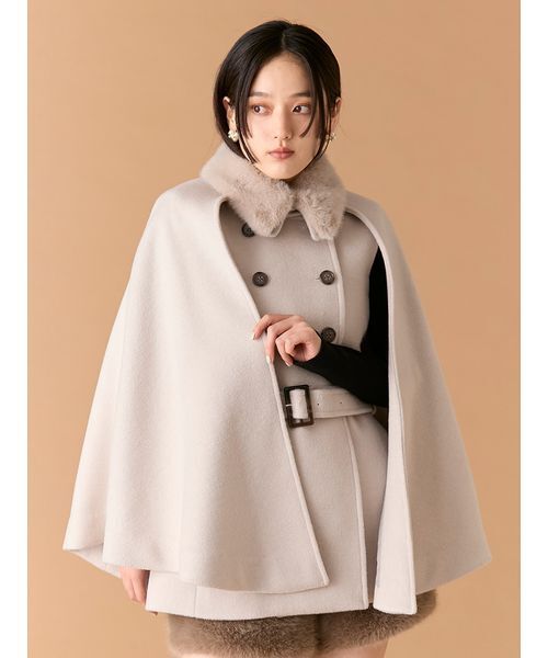 ファー付き3wayケープコート（その他アウター）｜LILY BROWN（リリー