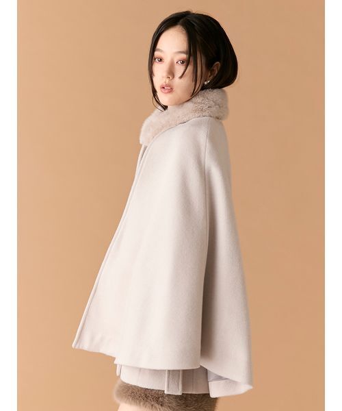 LILY BROWN（リリーブラウン）の「ファー付き3wayケープコート（その他アウター・レディース・ネイビー/チェック/アイボリー・F）」の8枚目の写真
