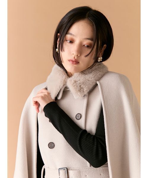 ファー付き3wayケープコート（その他アウター）｜LILY BROWN（リリー