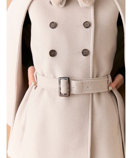 LILY BROWN（リリーブラウン）の「ファー付き3wayケープコート（その他アウター・レディース・ネイビー/チェック/アイボリー・F）」の12枚目の写真