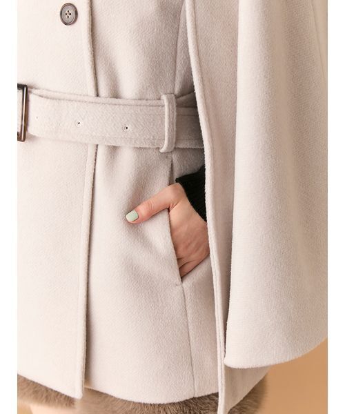 LILY BROWN（リリーブラウン）の「ファー付き3wayケープコート（その他アウター・レディース・ネイビー/チェック/アイボリー・F）」の13枚目の写真