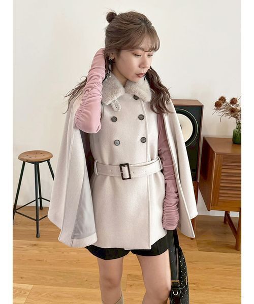 最終値下げ baby ツィードケープ付きコート ファー付き3wayケープコート（その他アウター）｜LILY BROWN（リリー