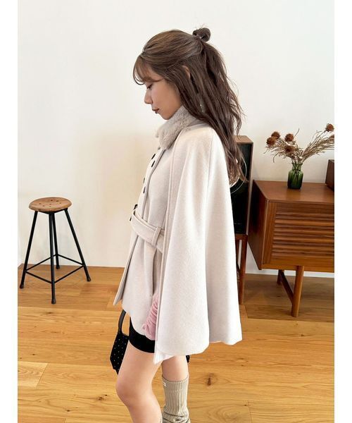 ファー付き3wayケープコート（その他アウター）｜LILY BROWN（リリー