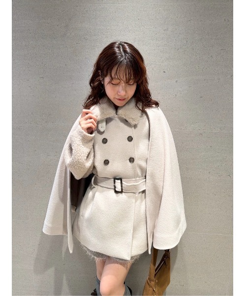 ファー付き3wayケープコート（その他アウター）｜LILY BROWN（リリー