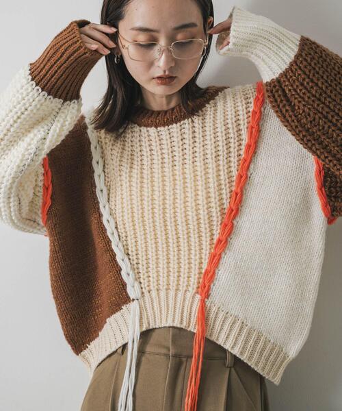 Yeah Right!! パッチワークニットセーター Yeah Right!! パッチワークニットセーター YEAH RIGHT!! / イエー